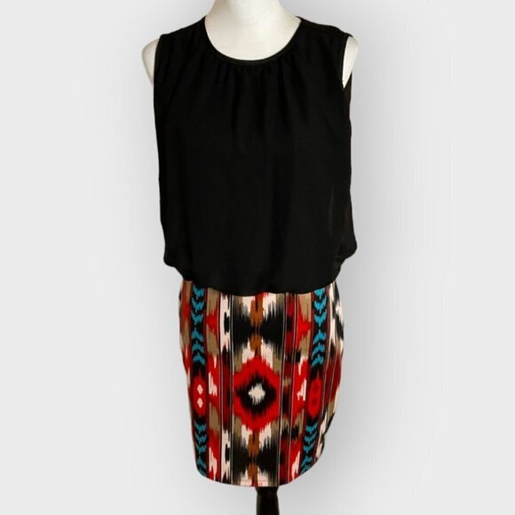WRANGLER Western Pattern Black and Multi Color Dress Size M - Picture 1 of 5